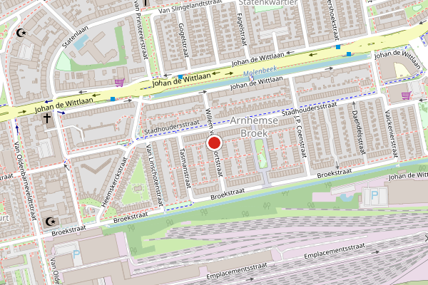Brandweer-melding op Willem van Noortstraat, Arnhem op 28 juni, kaart-overzicht