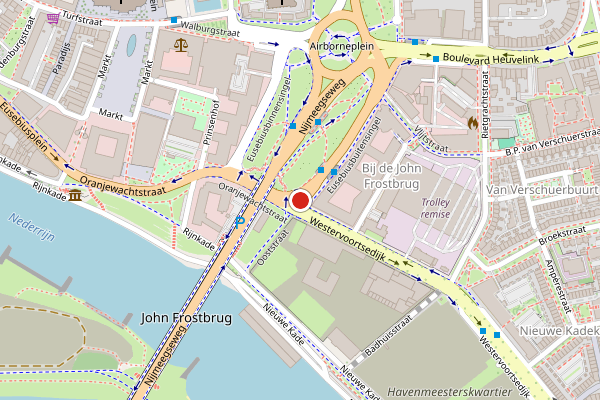 Brandweer-melding op Eusebiusbuitensingel, Arnhem op 28 juni, kaart-overzicht