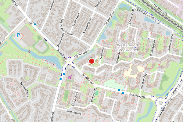 Brandweer-melding op Koeweide, Westervoort op 28 juni, kaart-overzicht