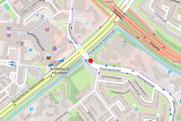 Brandweer-melding op Groningensingel, Arnhem op 28 juni, kaart-overzicht