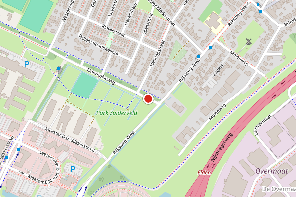 Brandweer-melding op Elderhofseweg, Arnhem op 28 juni, kaart-overzicht