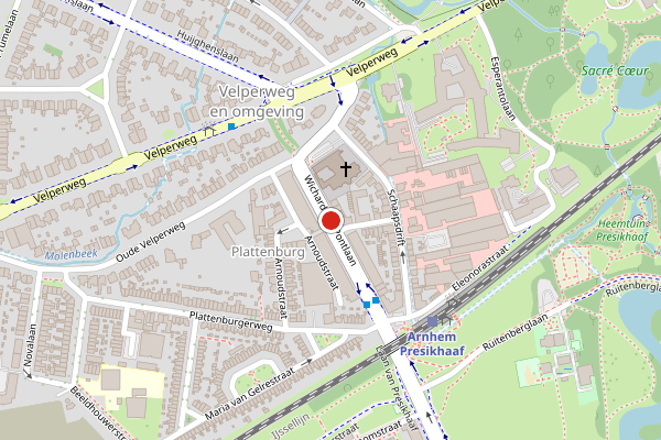 Brandweer-melding op Wichard van Pontlaan, Arnhem op 29 juni, kaart-overzicht