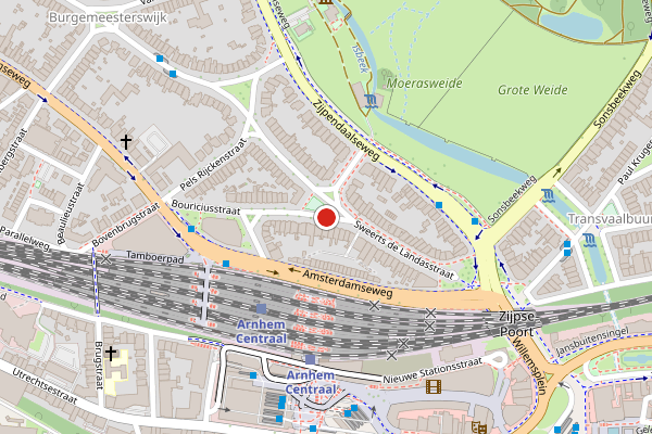 Brandweer-melding op Bouriciusstraat, Arnhem op 2 juli, kaart-overzicht