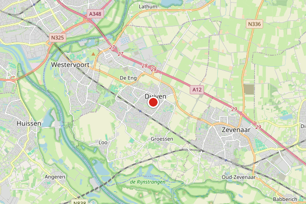 Brandweer-melding op Duiven op 3 juli, kaart-overzicht