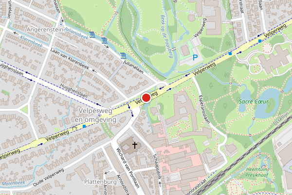 Brandweer-melding op Velperweg, Arnhem op 3 juli, kaart-overzicht