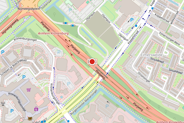 Brandweer-melding op Pleijweg, Arnhem op 3 juli, kaart-overzicht