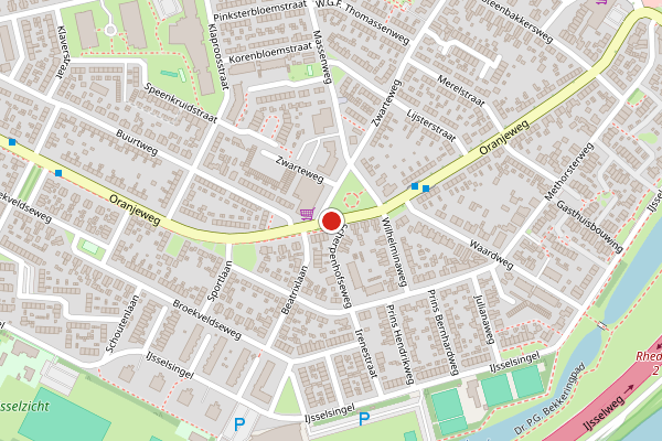 Brandweer-melding op Oranjeweg, Rheden op 4 juli, kaart-overzicht