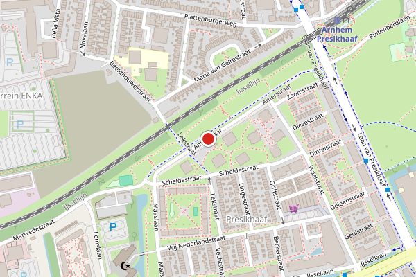 Brandweer-melding op Amerstraat, Arnhem op 4 juli, kaart-overzicht