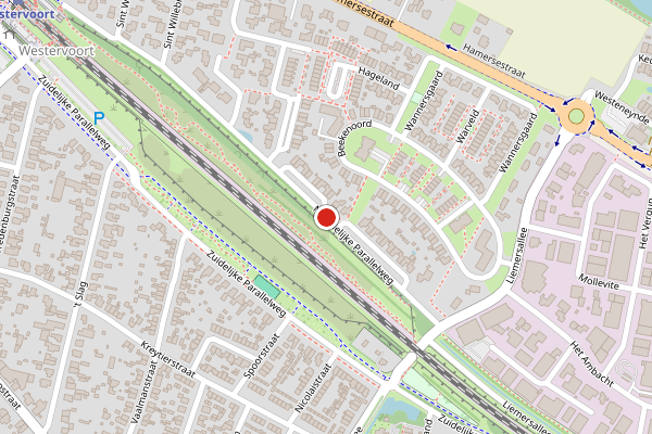 Brandweer-melding op Noordelijke Parallelweg, Westervoort op 4 juli, kaart-overzicht