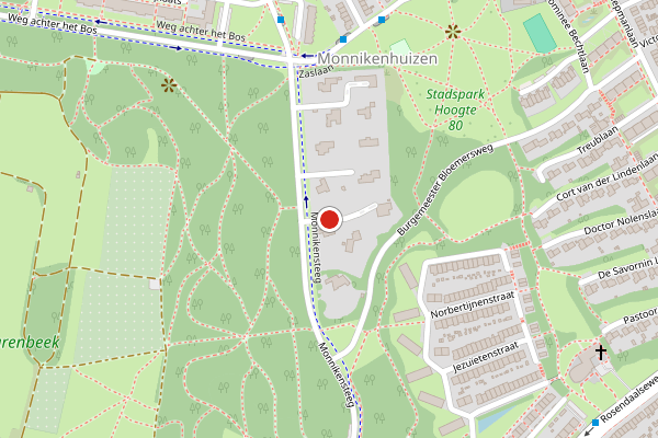 Brandweer-melding op Monnikensteeg, Arnhem op 5 juli, kaart-overzicht