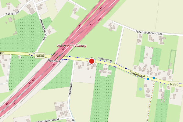 Brandweer-melding op Tielsestraat, Herveld op 5 juli, kaart-overzicht
