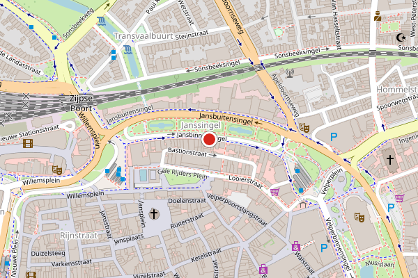 Brandweer-melding op Jansbinnensingel, Arnhem op 7 juli, kaart-overzicht