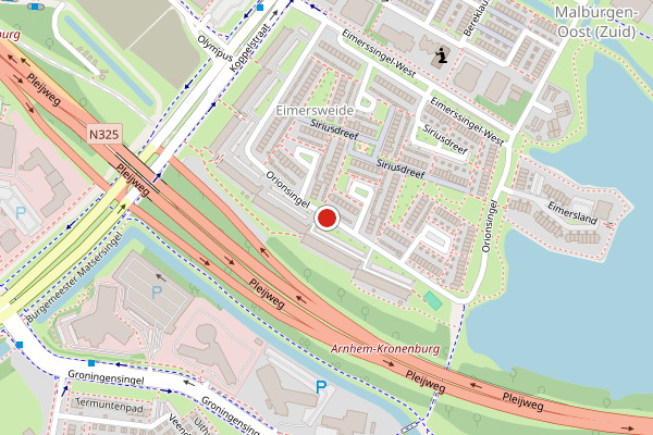 Brandweer-melding op Orionsingel, Arnhem op 8 juli, kaart-overzicht