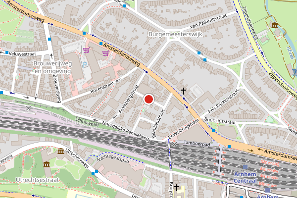 Brandweer-melding op Frombergdwarsstraat, Arnhem op 8 juli, kaart-overzicht