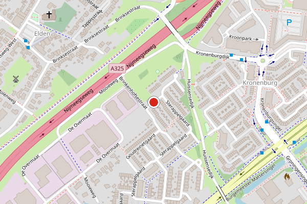 Brandweer-melding op Brinkenhofsestraat, Arnhem op 9 juli, kaart-overzicht