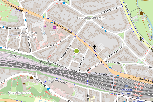 Ambulance-melding op Frombergdwarsstraat, Arnhem op 10 juli, kaart-overzicht