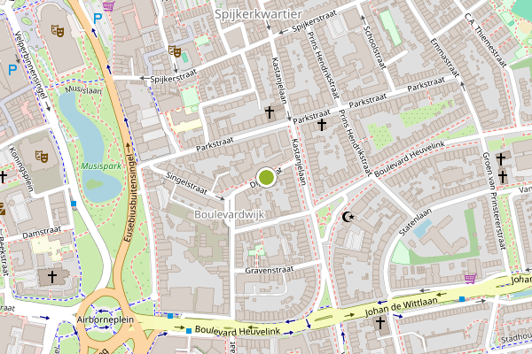 Ambulance-melding op Dijkstraat, Arnhem op 9 mei, kaart-overzicht