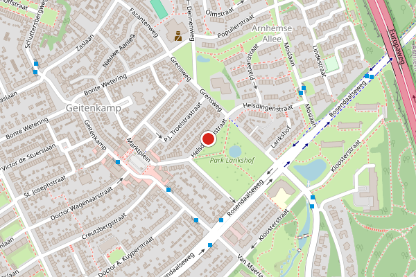 Brandweer-melding op Helsdingenstraat, Arnhem op 10 mei, kaart-overzicht