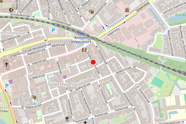 Brandweer-melding op Driekoningenstraat, Arnhem op 11 mei, kaart-overzicht