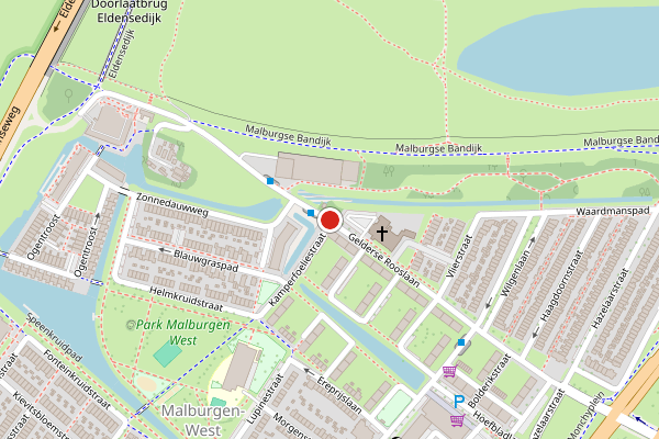 Brandweer-melding op Gelderse Rooslaan, Arnhem op 21 juli, kaart-overzicht