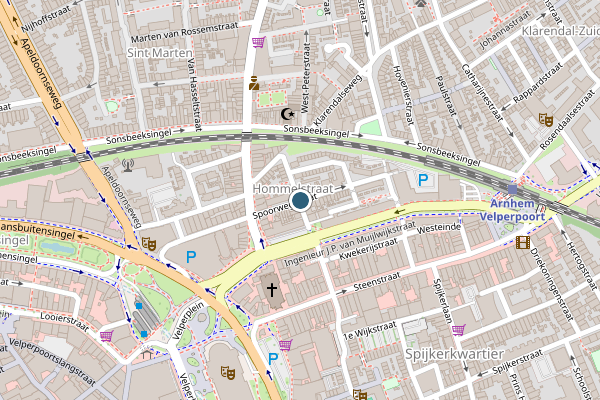 Politie-melding op Spoorwegstraat, Arnhem op 13 mei, kaart-overzicht