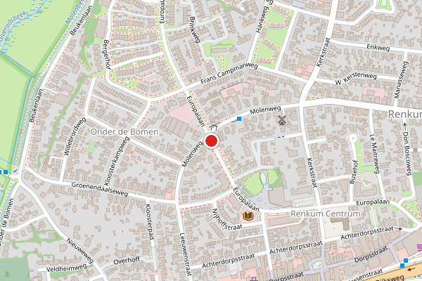 Brandweer-melding op Europalaan, Renkum op 26 juli, kaart-overzicht
