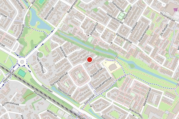 Brandweer-melding op Roodborststraat, Duiven op 27 juli, kaart-overzicht