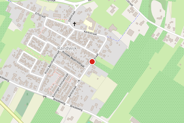 Brandweer-melding op Kerkstraat, Randwijk op 30 juli, kaart-overzicht