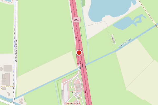 Brandweer-melding op A 50, Heteren op 18 mei, kaart-overzicht