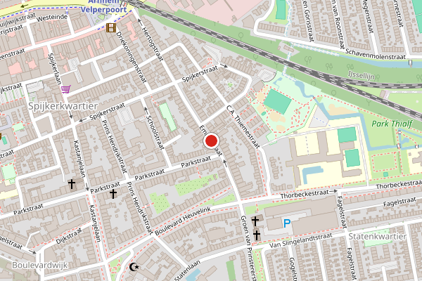 Brandweer-melding op Emmastraat, Arnhem op 1 augustus, kaart-overzicht