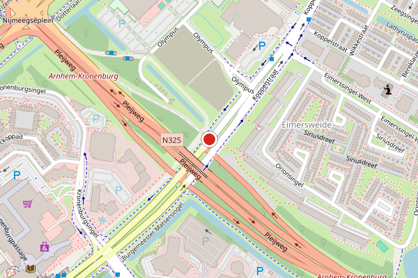 Brandweer-melding op Pleijweg, Arnhem op 1 augustus, kaart-overzicht