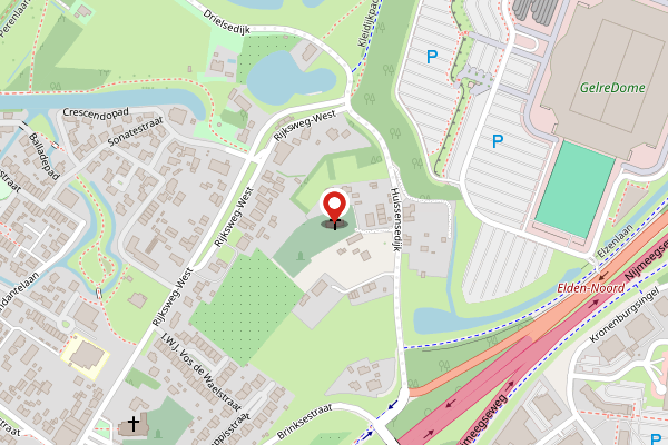 Brandweer-melding op Huissensedijk, Arnhem op 26 april, kaart-overzicht