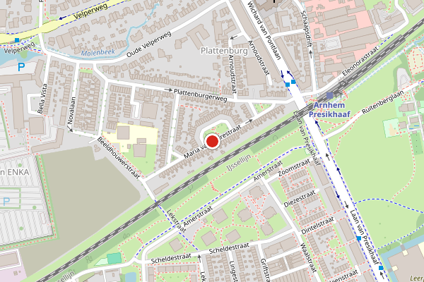 Brandweer-melding op Maria van Gelrestraat, Arnhem op 3 augustus, kaart-overzicht