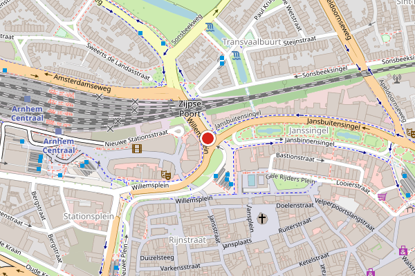 Brandweer-melding op Willemsplein, Arnhem op 19 mei, kaart-overzicht