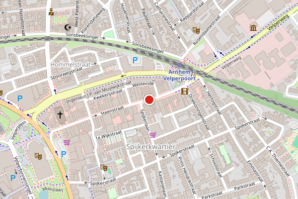 Brandweer-melding op Steenstraat, Arnhem op 4 augustus, kaart-overzicht