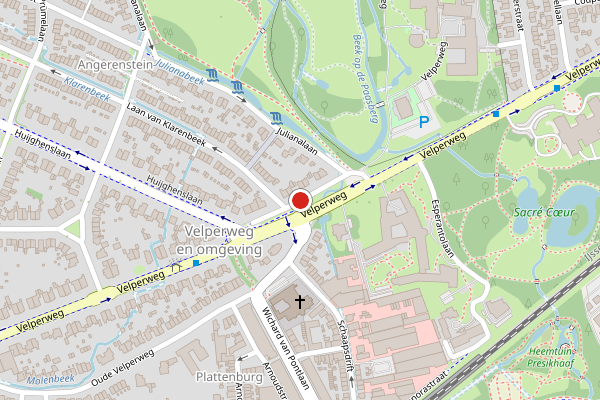Brandweer-melding op Velperweg, Arnhem op 20 mei, kaart-overzicht