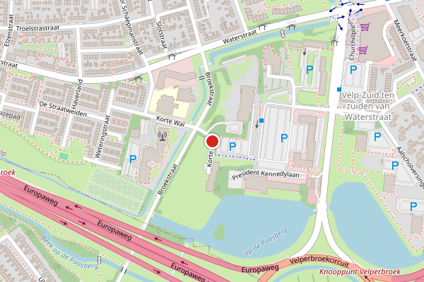 Brandweer-melding op Korte Wal, Velp GE op 25 mei, kaart-overzicht