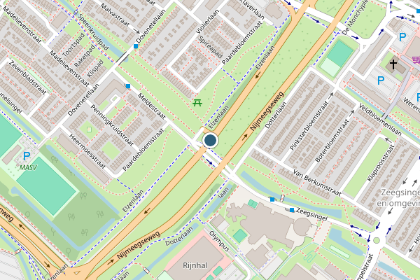Politie-melding op Nijmeegseweg, Arnhem op 25 mei, kaart-overzicht