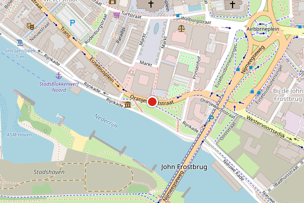 Brandweer-melding op Oranjewachtstraat, Arnhem op 29 mei, kaart-overzicht