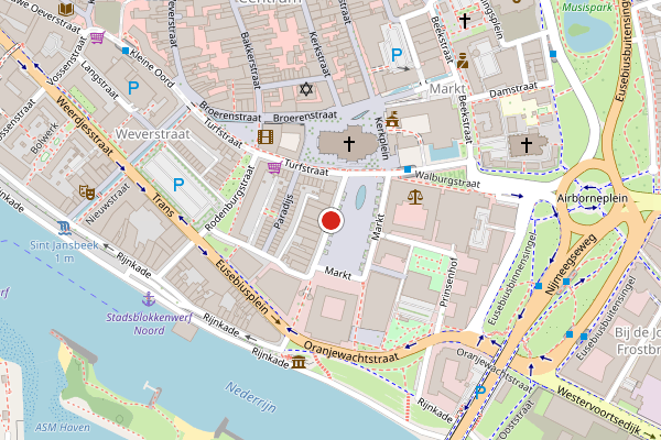 Brandweer-melding op Markt, Arnhem op 29 mei, kaart-overzicht