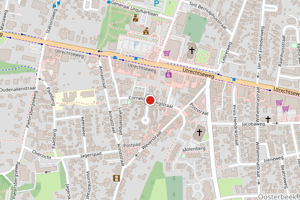 Brandweer-melding op Cornelis Koningstraat, Oosterbeek op 1 juni, kaart-overzicht