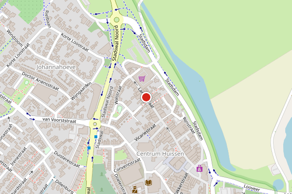 Brandweer-melding op Langestraat, Huissen op 31 mei, kaart-overzicht
