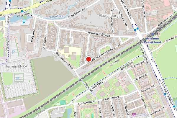 Brandweer-melding op Johan van Arnhemstraat, Arnhem op 1 juni, kaart-overzicht