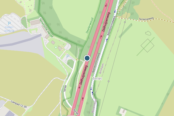 Politie-melding op Delhuijzenweg, Arnhem op 28 april, kaart-overzicht
