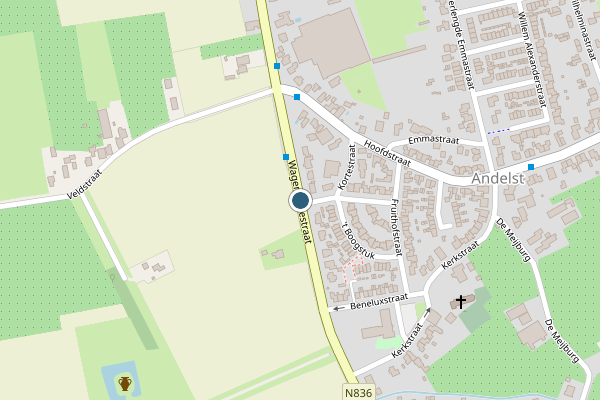 Politie-melding op Wageningsestraat, Andelst op 1 juni, kaart-overzicht