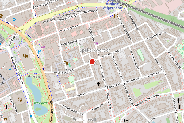 Brandweer-melding op Spijkerstraat, Arnhem op 3 juni, kaart-overzicht
