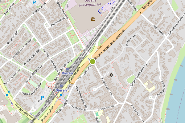 Ambulance-melding op Spoorstraat, Dieren op 4 juni, kaart-overzicht