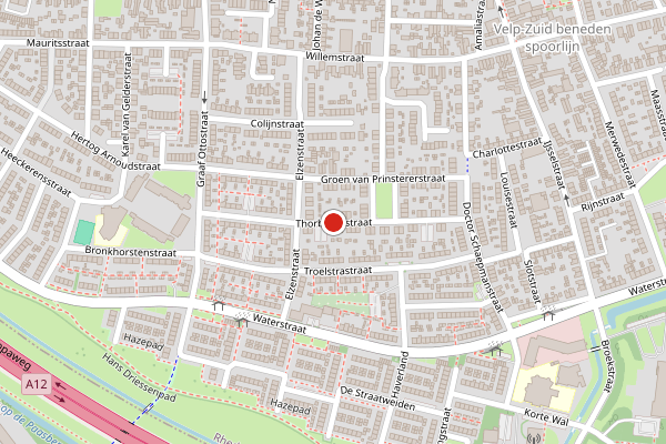 Brandweer-melding op Thorbeckestraat, Velp GE op 15 juni, kaart-overzicht