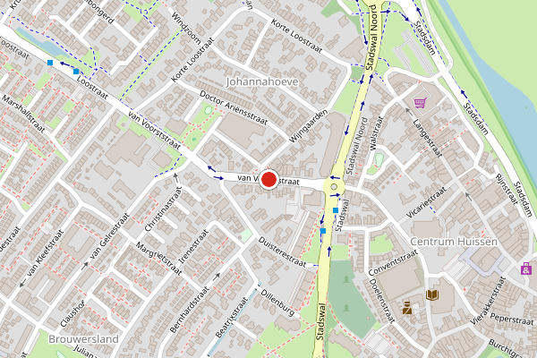 Brandweer-melding op van Voorststraat, Huissen op 2 mei, kaart-overzicht