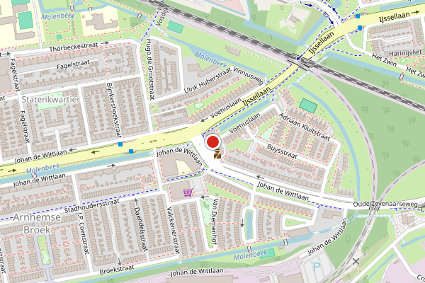 Brandweer-melding op Voetiuslaan, Arnhem op 20 juni, kaart-overzicht